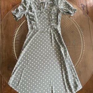 Divided Sage Green Polka Dot Midi Dress